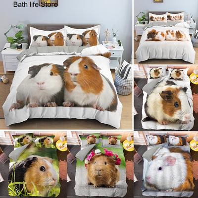 Bettwäsche Set Niedliche Maus 3D-Druck Bettbezug Tierische Bettdecke Kinder Jungen Mädchen Teenager Steppdecke Meerschweinchen