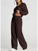 Conjunto Casual de Sudadera de Color Sólido con Cuello en V y Pantalones Largos para Mujer Otoño/Invierno 2025 - Moda Europea/Americana