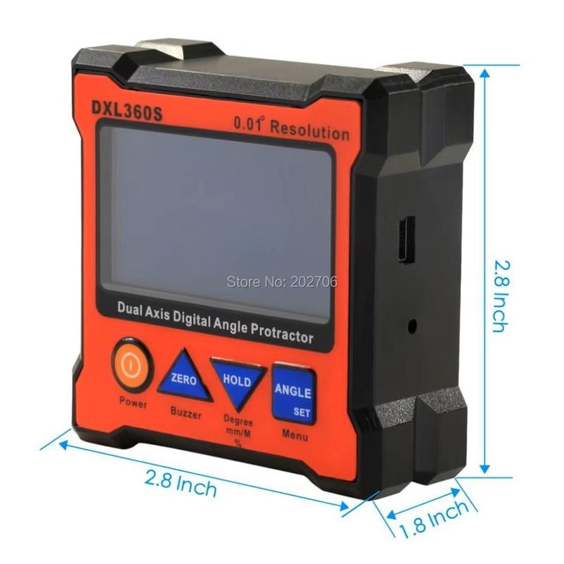 Digital Protractor Inclinometer DXL360S/DXL360 Angle Ruler Elevation Meter Dual Axis Level Measure Box for Precision Measurement