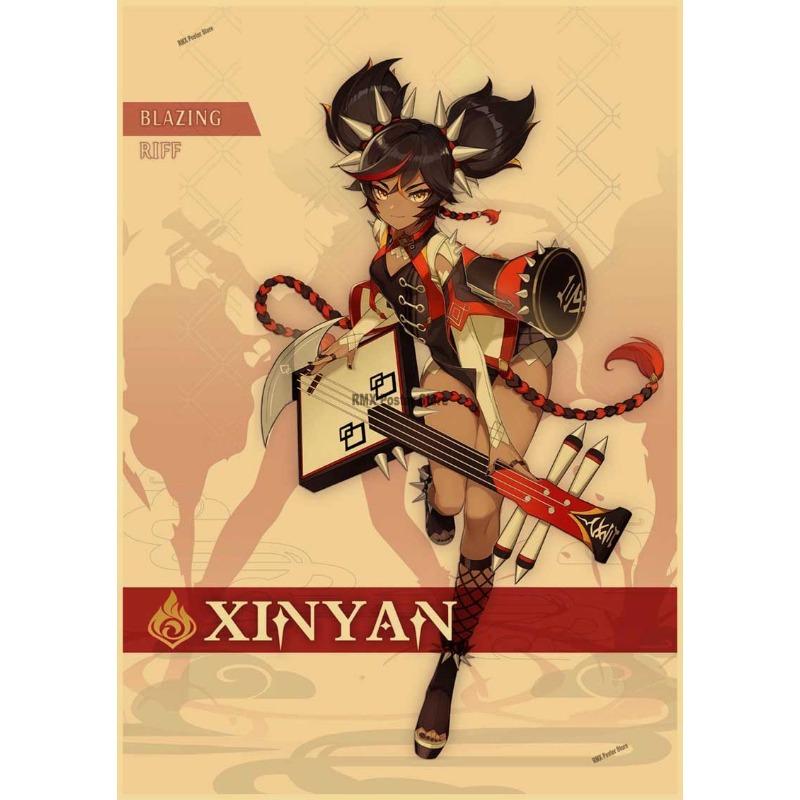 Genshin Impact Cartoon Character Posters Kraft Paper Prints Home Room Decor Study Bedroom Bar Cafe Wall Paintings Wall Stickers