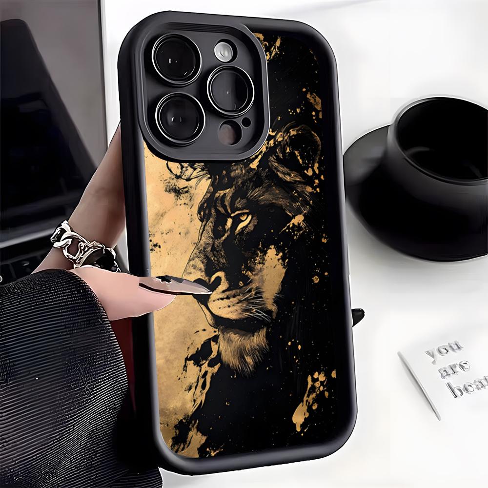 Lion Pattern Phone Case For IPhone 17 Pro Max 16 15 14 Pro Max IPhone 13 Pro Max 11 Plus Silicone Cover