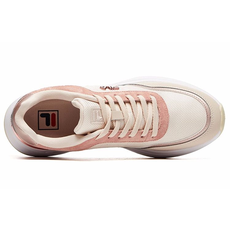 FILA Fabric Synthetic Leather Retro Shock Absorbing Wear Resistant Low Top Casual Shoes Women sneaker Nude-Pink F12W114208FLR