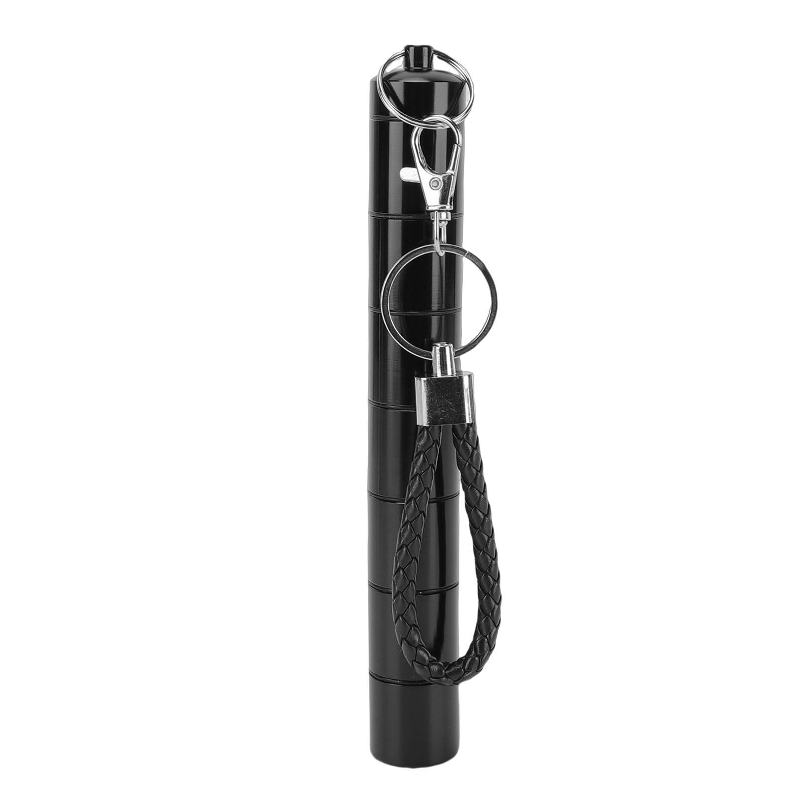 

Metal Storage Tube Keychain 7 Compartment Water Proof Portable Travel Container Aluminum Alloy Black чёрный