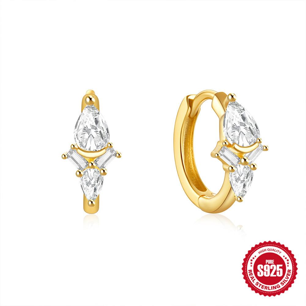 S925 Sterling Silver Geometric Diamond Earrings Ear Buckles Trendy Creative Ins Wind Earrings Earrings