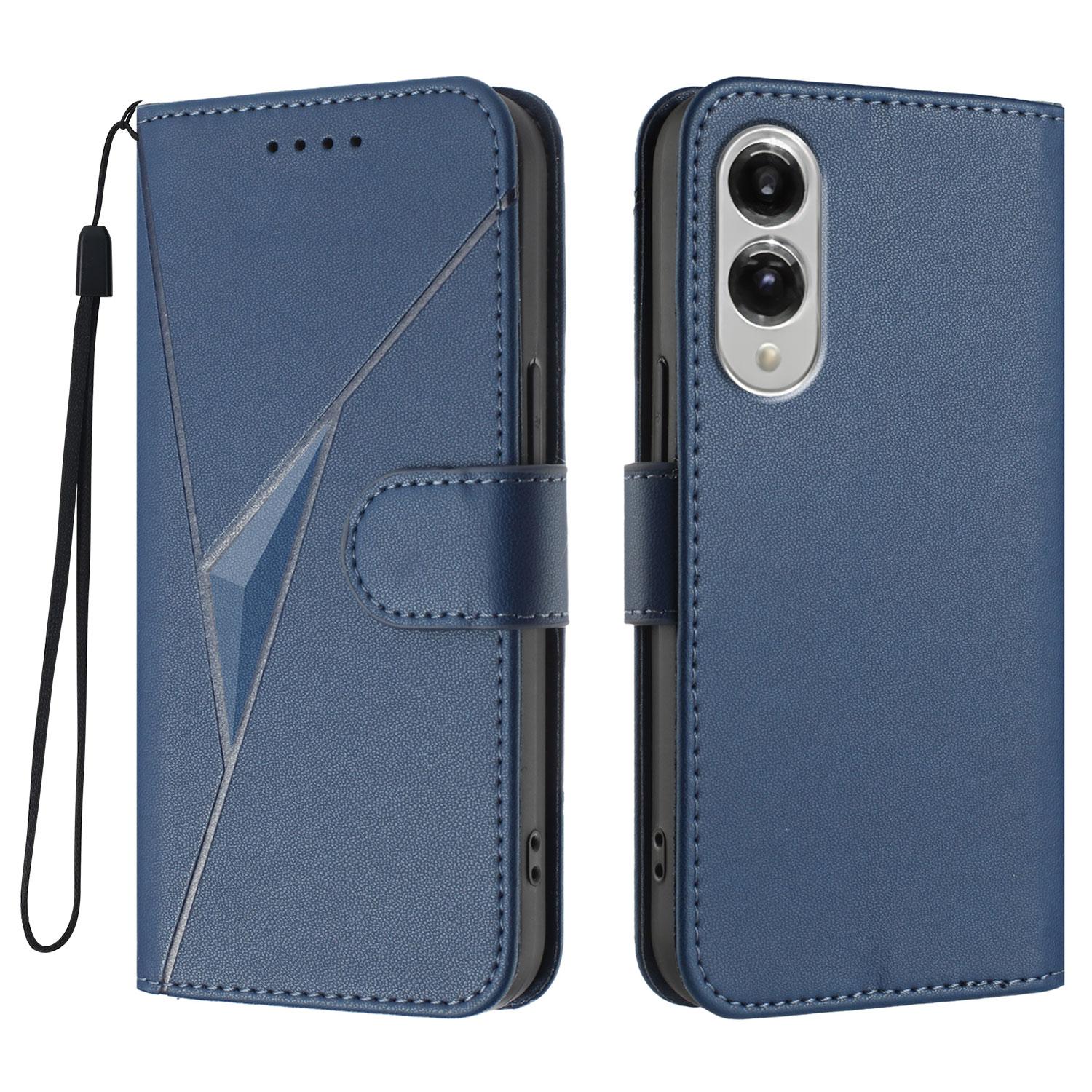 For Samsung Galaxy S25 Edge Case Triangle Imprint Leather Phone Cover with Lanyard G