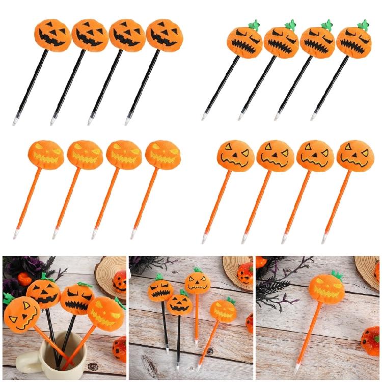 4Pcs Halloween Pumpkins Gel Pen Novelty Writing Pen 0.7mm Pen Tip Smooth To Write Halloween Party Supplies