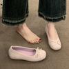 French shallow bow single shoes women's spring new flat-bottomed temperament inner height-increasing ballet shoes Mary Jane shoes