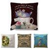 Alice In Wonderland Cartoon Pillow Case Cotton Linen Square Cushion Cover**
