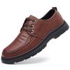 Men's business leather shoes Four seasons fashionable middle-aged dad shoes trendy retro men's lace-up casual leather shoes