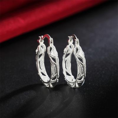 Ladies 925 Silver Hoop Ladies Wedding Earrings Jewelry Party Charm Cute Fashion Christmas Gifts