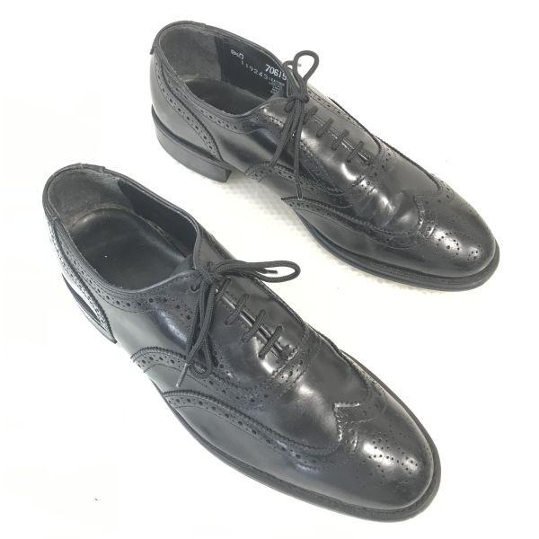 90s-00s NUNN BUSH Goodyear Welt Full Brogue Wingtip Dress Shoes Men’s 8.5D 26.0 Black(USED)