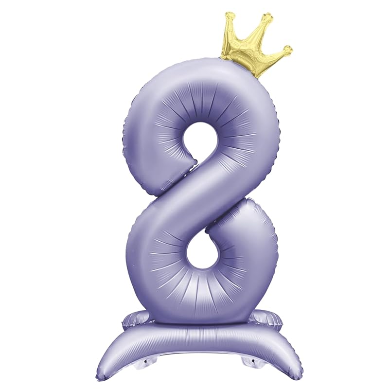 

Низькі фіолетові повітряні кулі-цифри з коронами, приблизно. 43,5 дюймів (110см), Ідеально для днів народження, весіль, вечірок та ювілеїв (Фіолетовий, 8)