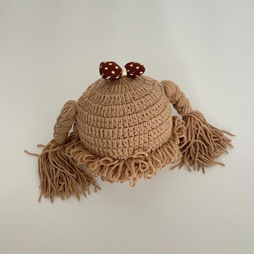 Breathable Baby Braid Wig Hat Windproof Newborn Headgear Fashion Kids Knitted Hat Winter