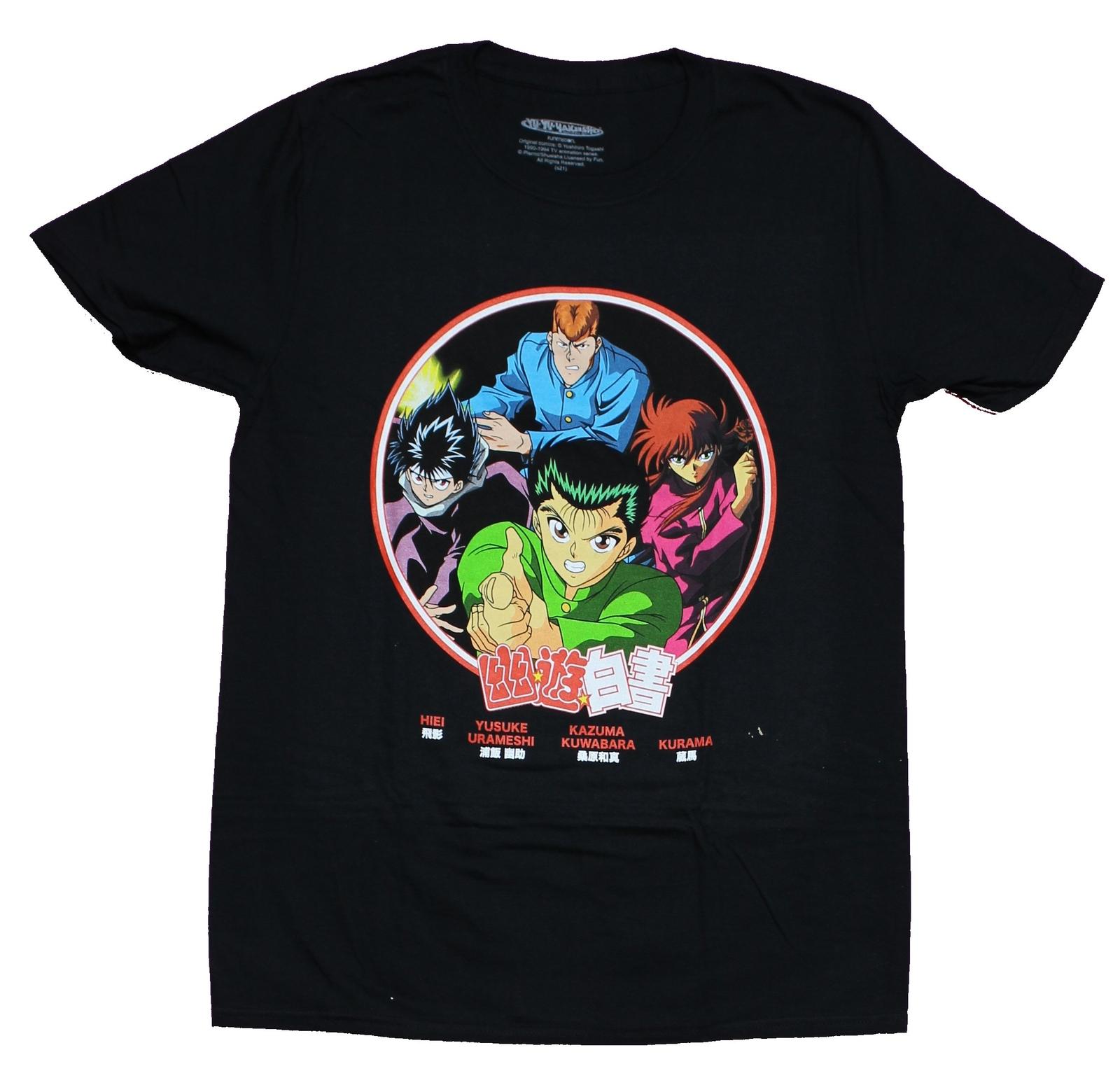 Yu Yu Hakusho Mens T-Shirt - Group Of 4 in Red Kanji Circle XL