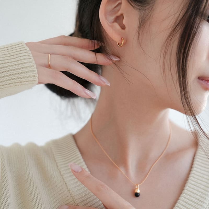 modernlike 14k gold-filled silver one-sided / classic ring one-touch earrings