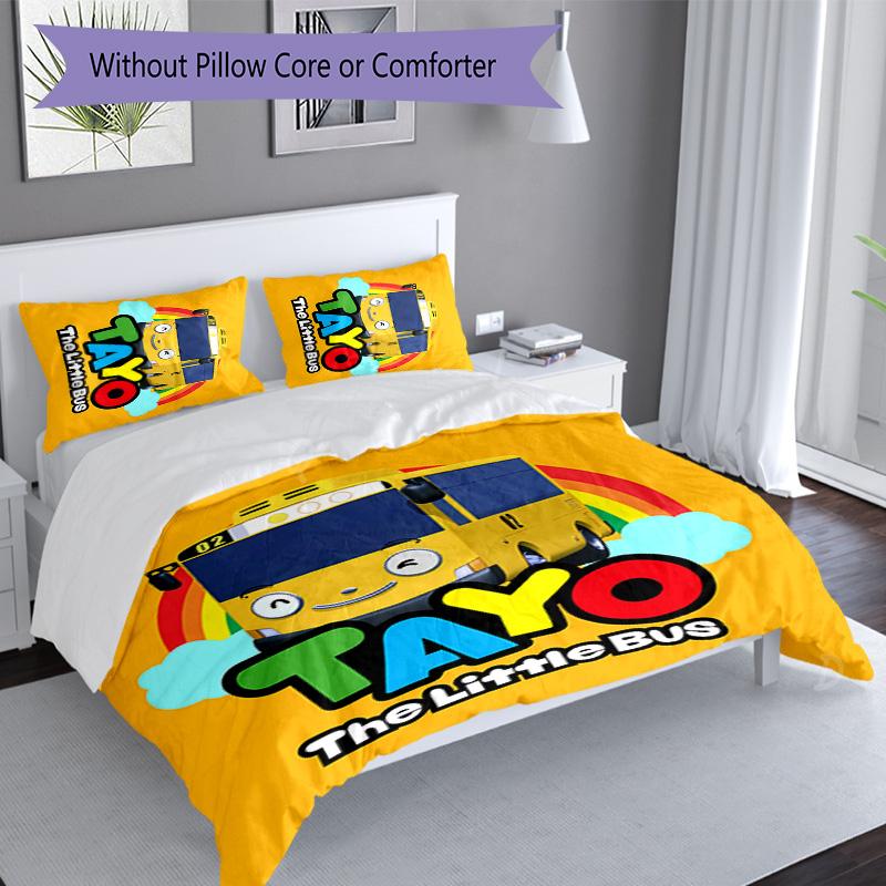 Set di biancheria da letto con motivo The Little Bus Tayo da 3 pezzi, set copripiumino include copripiumino e federe, decorazione perfetta per la camera da letto in ogni stagione e regalo