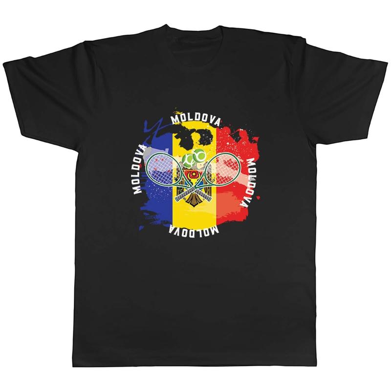 Tennis Sports With Moldova Flag Mens Unisex T-Shirt Tee Gift S разноцветный