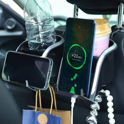 Car Seat Back Water Cup Holder Multi Functional Car Headrest Hanging Storage Bracket Phone Stand Handbag Hook Interior Organizer