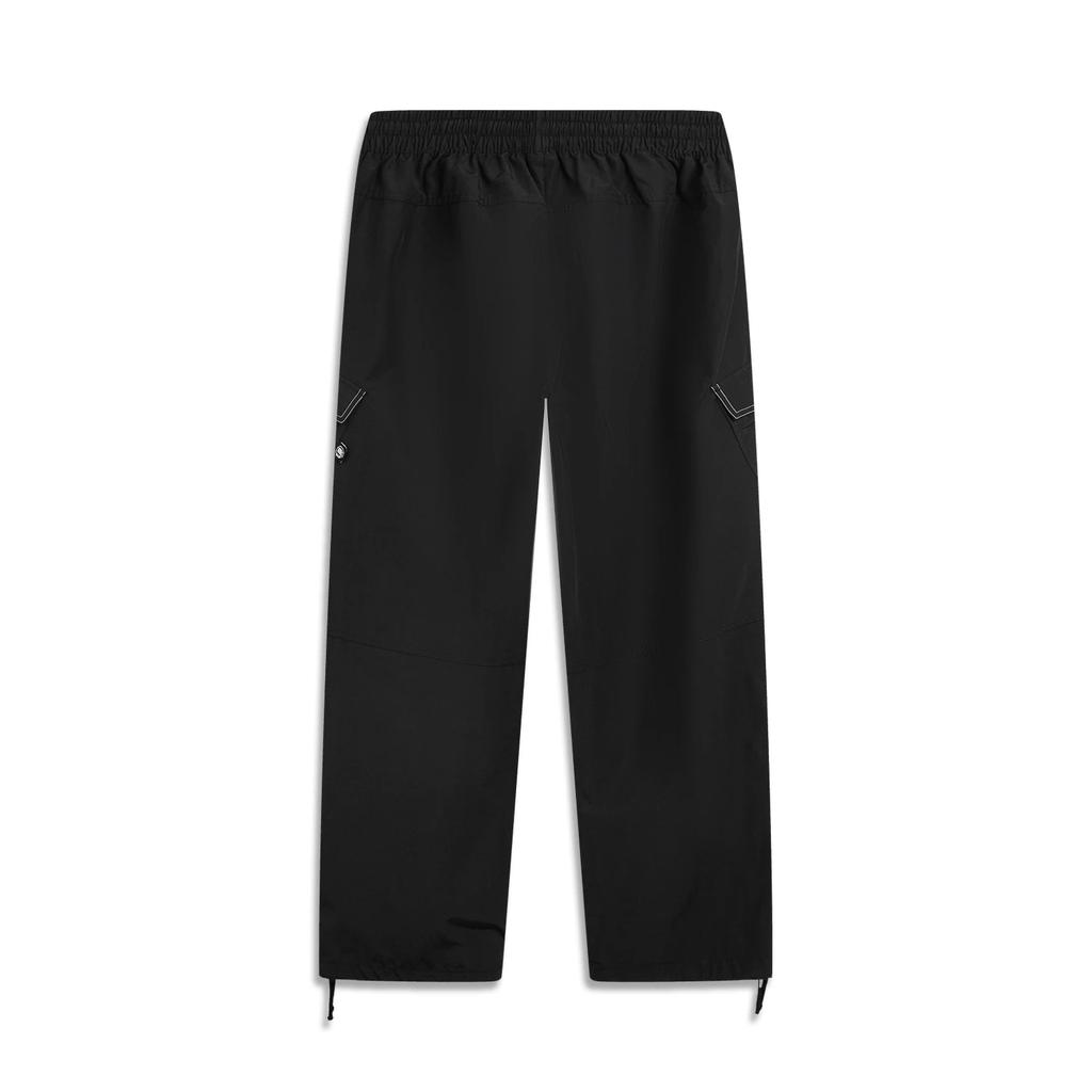 Li Ning Basketball Series Bad Five Effen Kleur Midden Taille Zacht Vetersluiting Ademend Veelzijdig Rechte Pijp Casual Broek Heren bottoms AKXV067-2