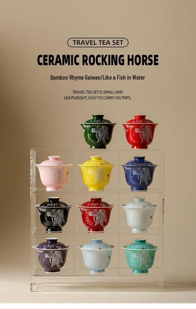 Vibrant Ceramic Gaiwan Tea Set: Two-Piece Kung Fu Tea Bowl for Ladies, Perfect for Fresh, Individual Brewing