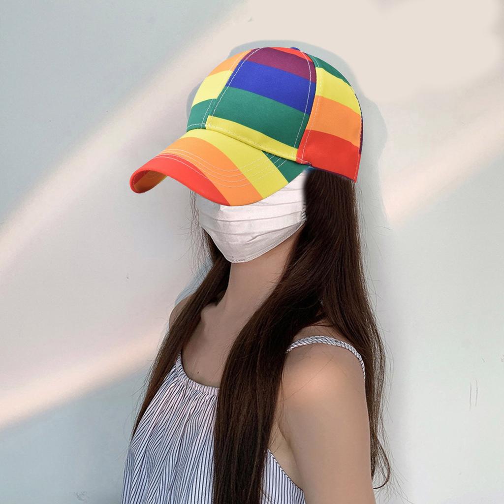 Subkultur Lässiger Sport Hut Bunter Baseballhut Regenbogen Verstellbare Papa Hüte für Reisen Fitness Training