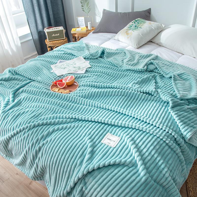Striped Blanket Milk Velvet Blanket Warm Blanket Nap Blanket Sofa Blanket Coral Flannel Air Conditioning Blanket Super Soft Blanket