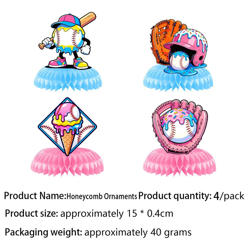 Baseball Themed Ice Cream Party Decorations: Flags, Balloons & Tableware for a Fun Birthday Celebration