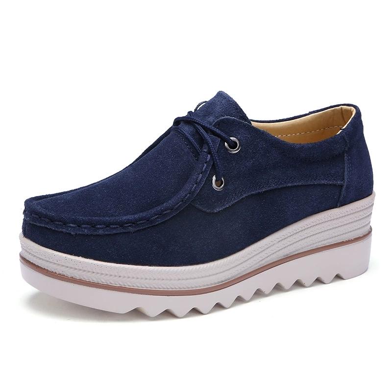 

Женские закрытые туфли на танкетке 39 синий/коричневый