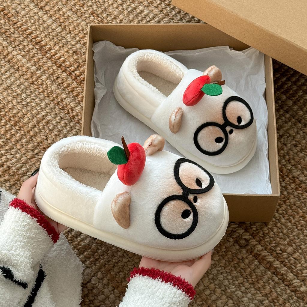 Cartoon Cute Cotton Slippers Are Soft In Autumn and Winter, Indoor Home Warmth, Velvet Thick-soled All-inclusive Cotton Shoes, and Outer Wear.