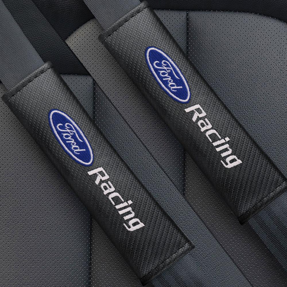 1/2PCS Carbon fiber Car Seat Belt Shoulders Pads Covers For Ford Mondeo Explorer edge Focus fiesta Kuga Shelby Mustang ST Racing