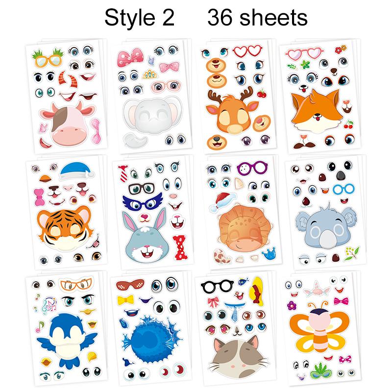 3648Pcs Face Changing Stickers Children Concentration Handmade Diy Sticker Waterproof Adhesive Birthday Gifts For Boy Girl Tmz