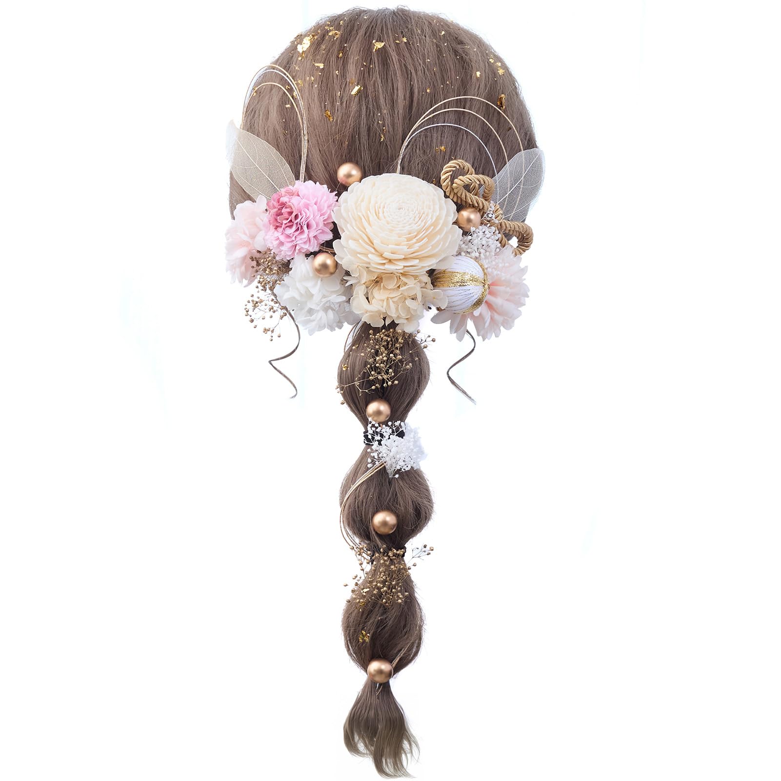 

Ceremony Hair Ornaments with Dried Gold Japanese Antique and Breath Fireworks Entrance Gorgeous and 25 Pieces [R-QINYUER] Coming-of-Age Flowers,