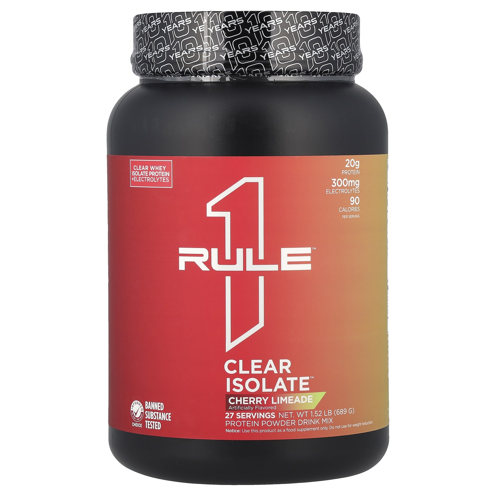 

Rule One Proteins, Clear Isolate™, Cherry Limeade, 1.52 lb (689 g)