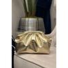 Women's Gold Color Shiny Faux Leather Shoulder Clutch Daily and Evening Bag