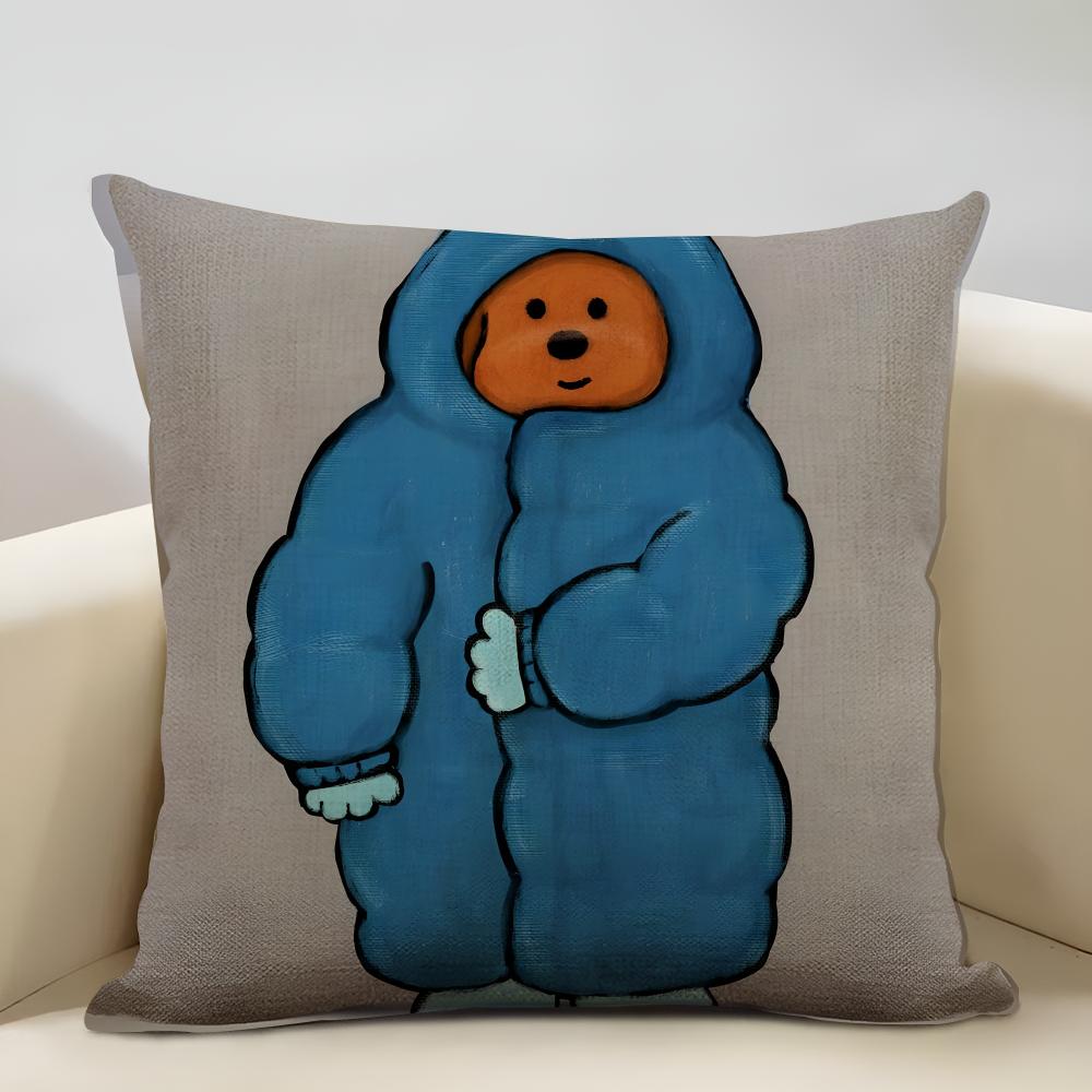 Puppy Life Cushion Cover Household Decoration Linen Sofa Cushion Cover: Skin-Friendly & Breathable With Invisible Zipper