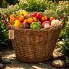 Dark Wicker Farm Basket For Harvesting Fruit, Vegetables, Potatoes, Flower Pot, Balloon, Without Insert