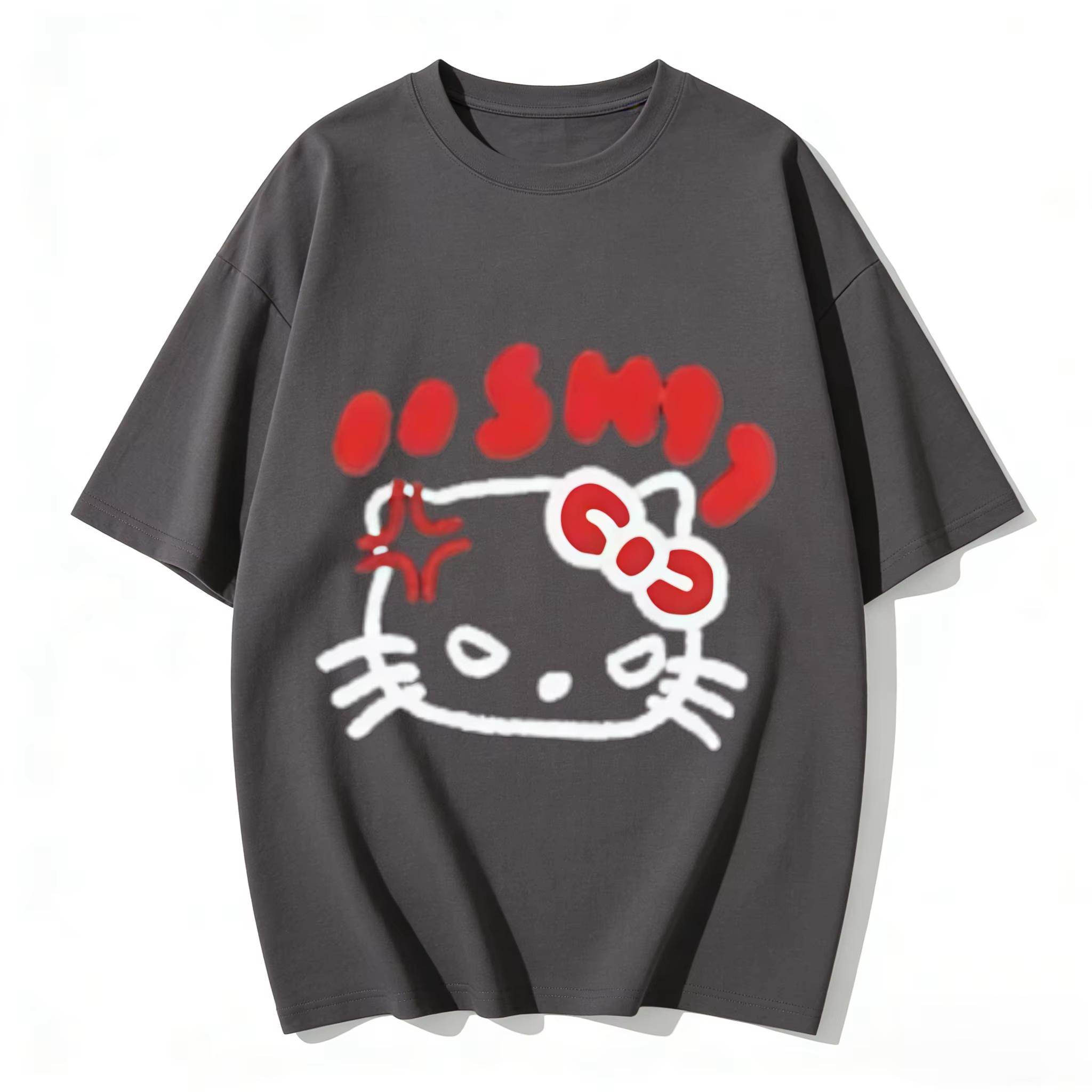 

2026 Summer Trendy Cool Hello Kitty Graphic Couple Tshirts Streetwear Family Matching Parentchild Clothing for Unisex Women Kids S