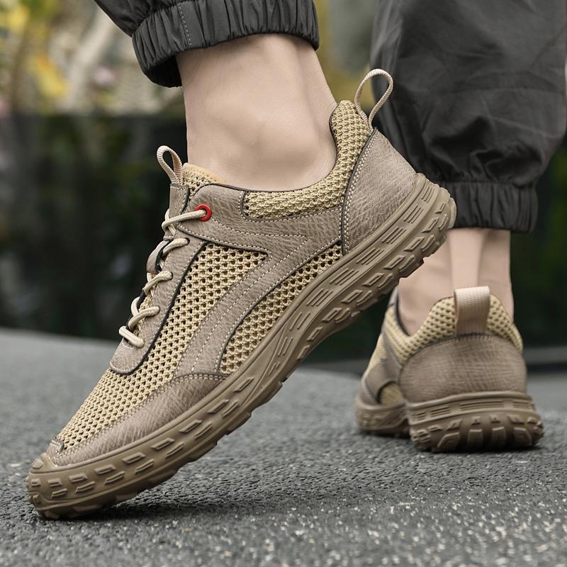 Fashion Outdoor Mesh Breathable Casual Sports Running Shoes Male Comfortable Driving Shoes 2025 New Walking Flats Lace-Up Male Sneakers