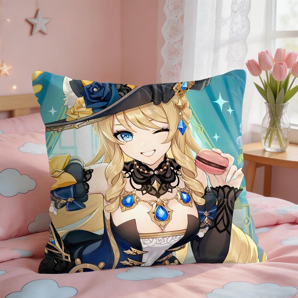 Navia Genshin Impact Cushion Cover Square Short Plush Pillow Case Living Room Sofa Home Decor Funda X
