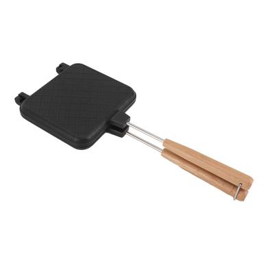 Double Sided Frying Pan Aluminum Solid Wood Anti Stick Stovetop Sandwich Maker for Gas Stove Induction Stove