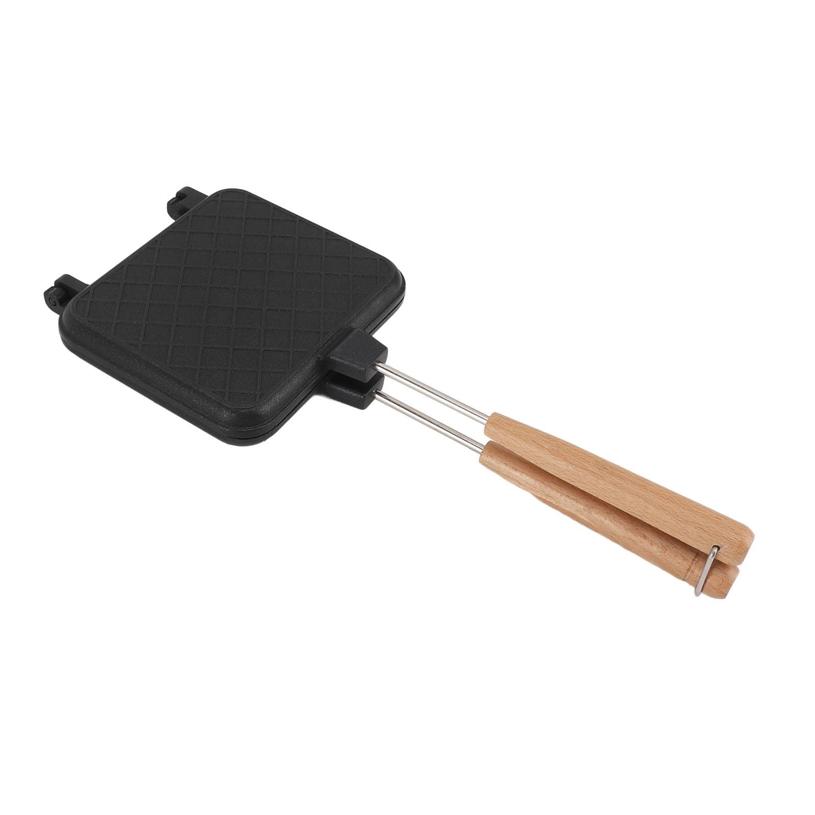 Mfyspace Double Sided Frying Pan Aluminum Solid Wood Anti Stick Stovetop Sandwich Maker For Gas Stove Induction Stove