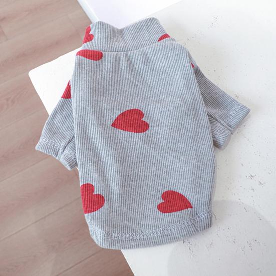 Red Heart Dog Shirt Love Pullover Valentine's Day Heart Prints Pet Turtleneck Cute Pet Clothes Festive