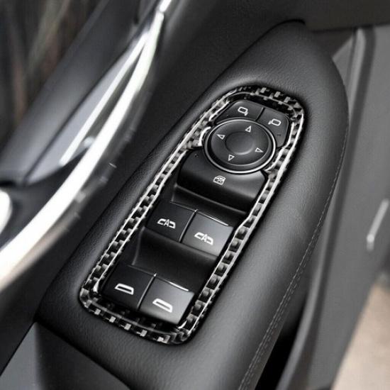 4x Carbon Fiber Inner Window Lift Switch Cover Trim For Cadillac XT5 2016 2017