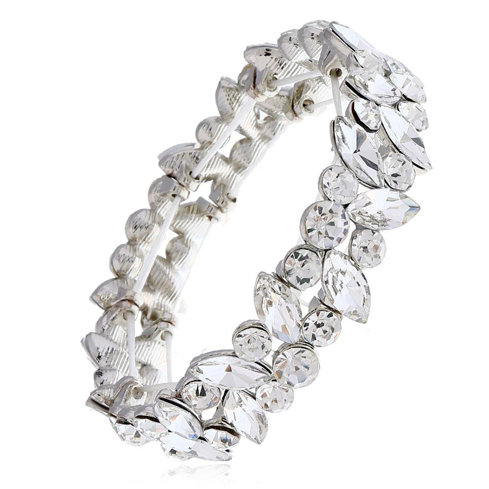 

Творческий великолепный стеклянный браслет, модный высококачественный эластичный инкрустированный стразами браслет для женщин серебряный