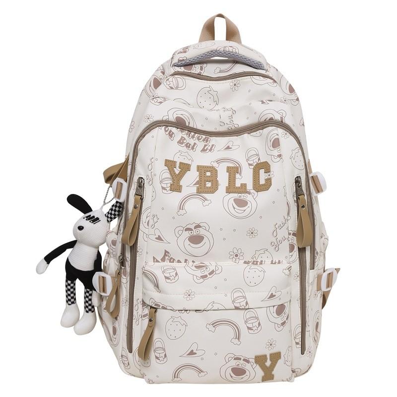 Graffiti Bear Teddy Printed Backpack Large Capacity Travel Bag Schoolbag Student