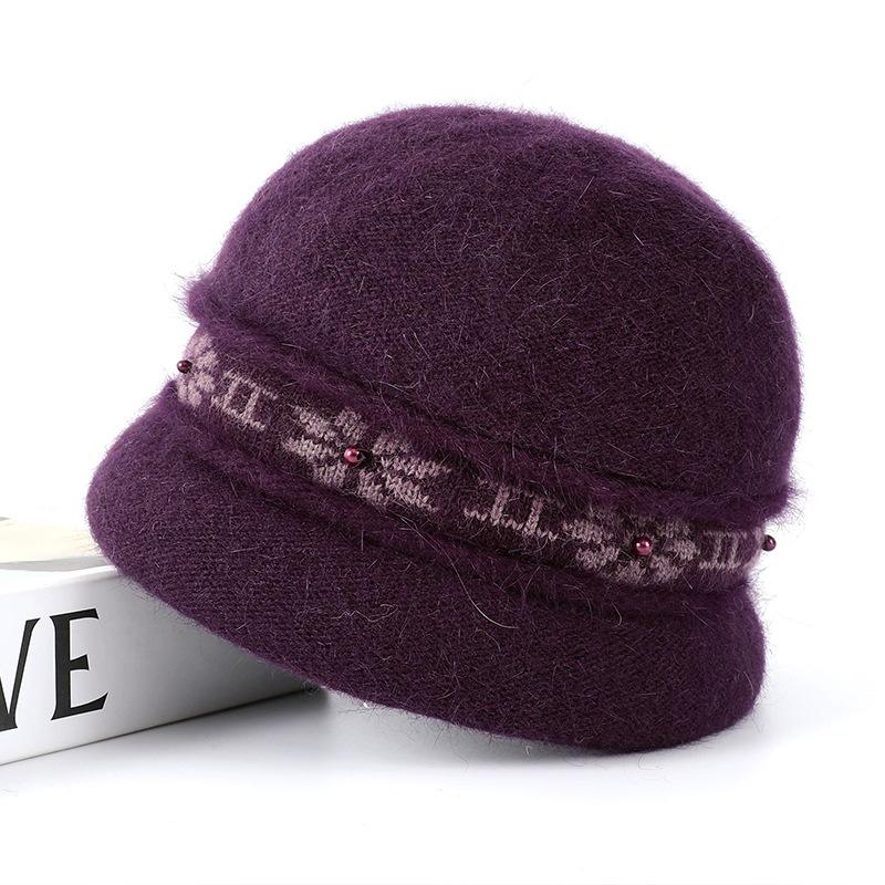 Knitted hat children elderly autumn and winter warm hat rabbit wool blend elderly thickened mother wool hat