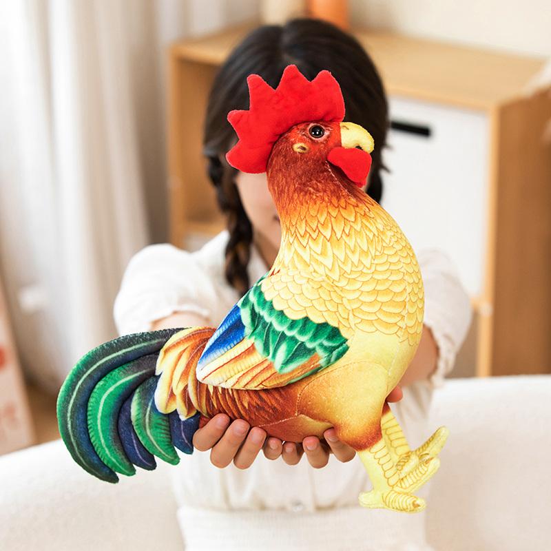 Simulation Rooster Plush Doll Pillow Red Standing Realistic Chicken Toy for Boys & Girls Home Decor Gift