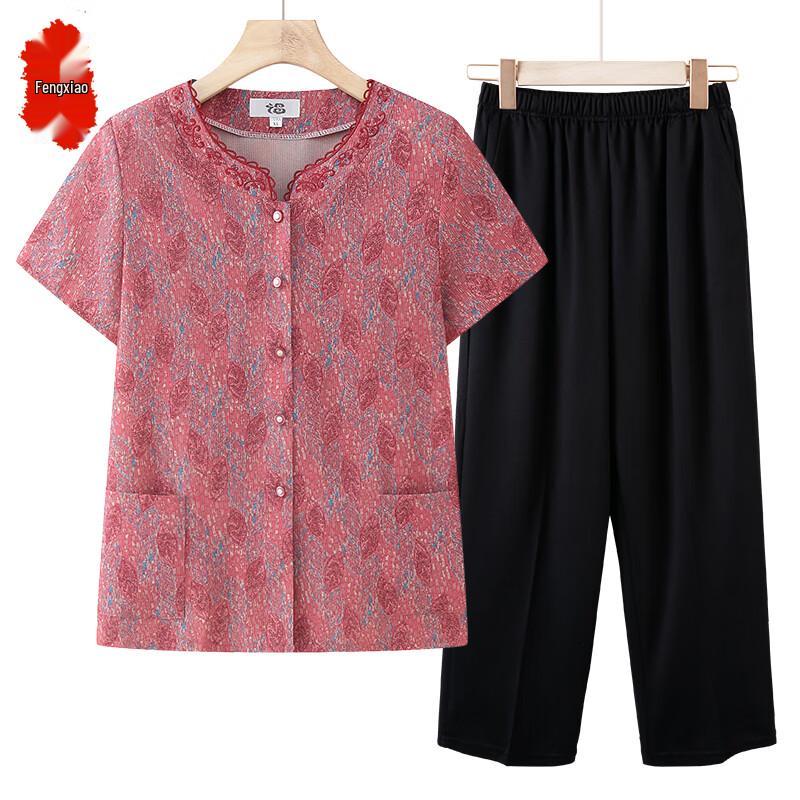 Elderly Women's Summer Short-Sleeve Shirt Set