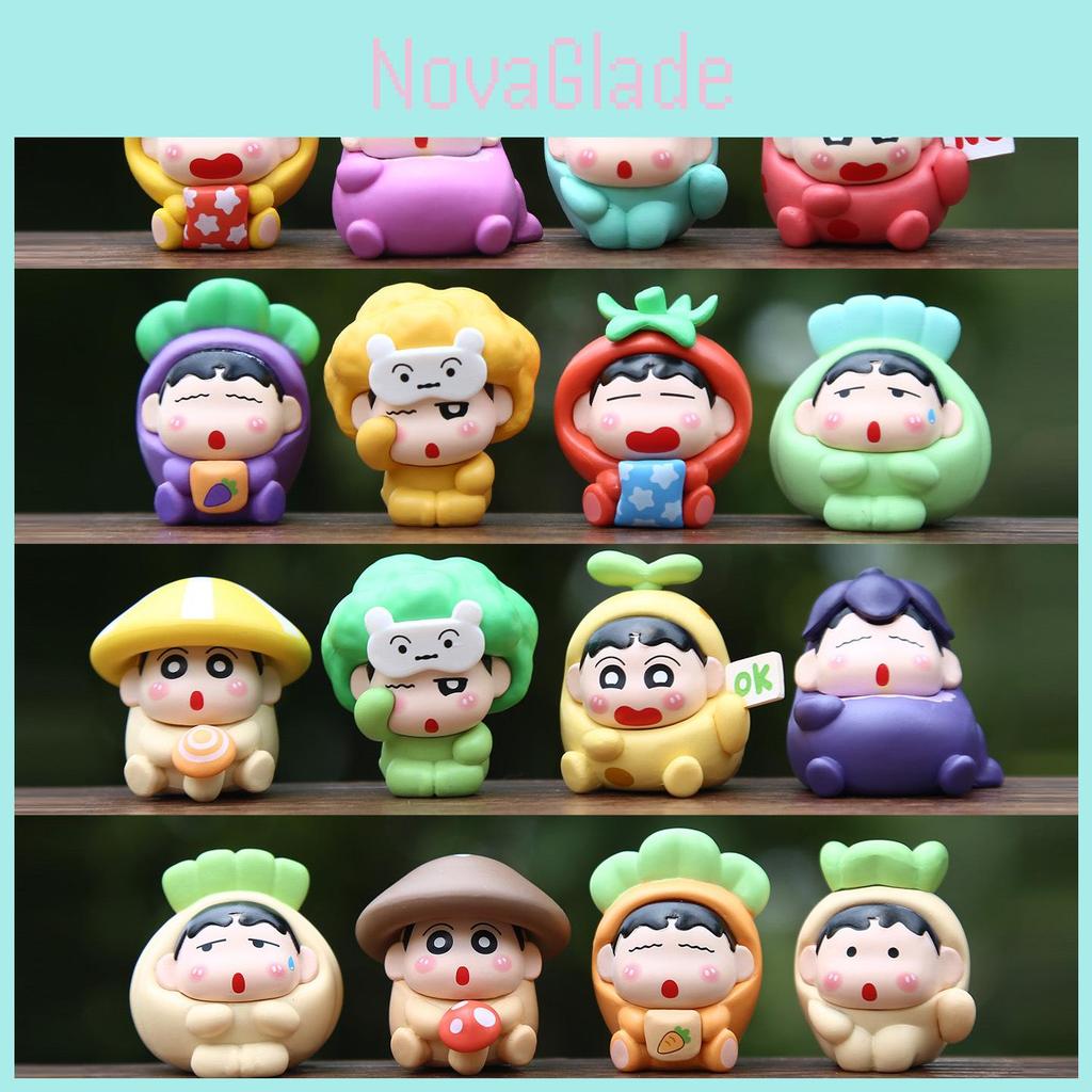16pcs Crayon Shin Chan Fruit Shape Design Model Ornament Set For Kids And Teens