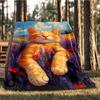 1 Stück Lavendelfeld Katzenmotiv Outdoor Weiche Polyester Flanell Decke Vielseitig für alle Jahreszeiten , Weich , Gemütlich , Warm Ganzjahres gesteppte Decke ,